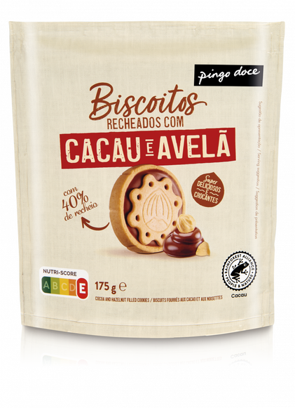 Bolachas Recheadas Cacau E Avelã Pingo Doce 0.175Kg