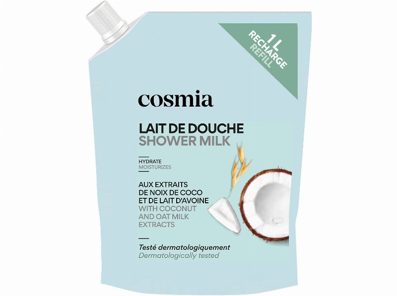 Gel Banho Hidratante Cosmia Recarga Extratos Coco E Leite De Aveia 1 l