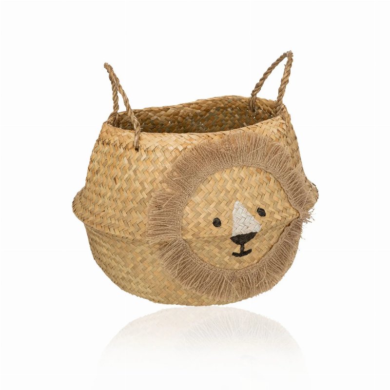 Hkh Cesto Decorativo Infantil Em Palha Leão