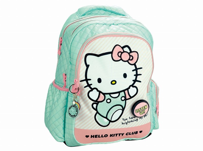 Mochila Grande Hello Kitty Com 3 Fechos 35X44X18Cm