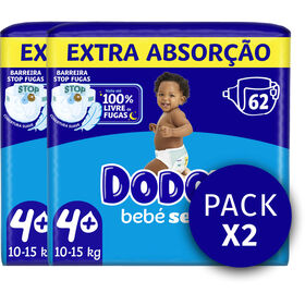 Fraldas Bebé Seco Extra 10-15 kg T4+ Dodot 2 X 62 Un