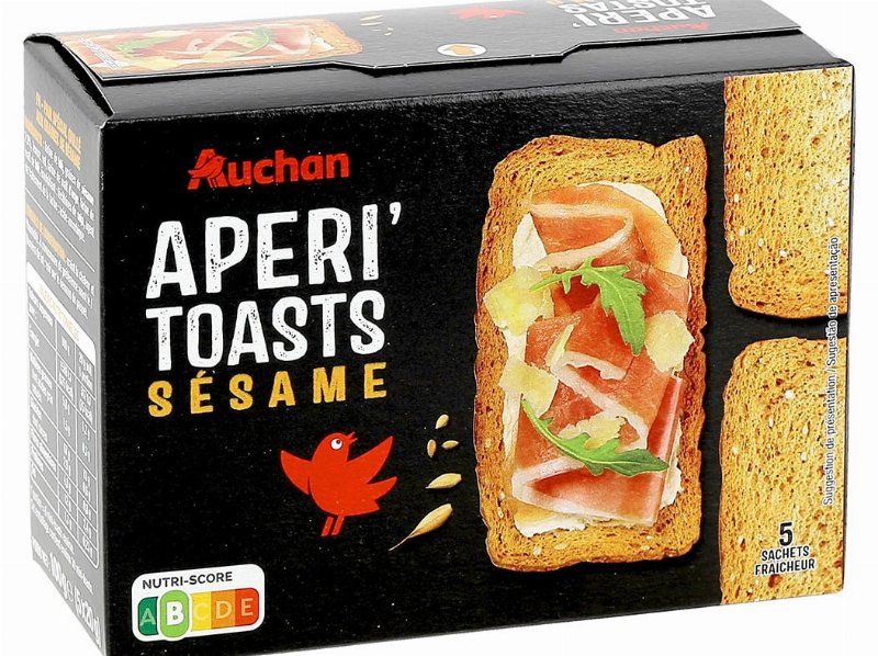 Tostas Auchan Finas Trigo Com Sésamo Sem Óleo Palma 100 g