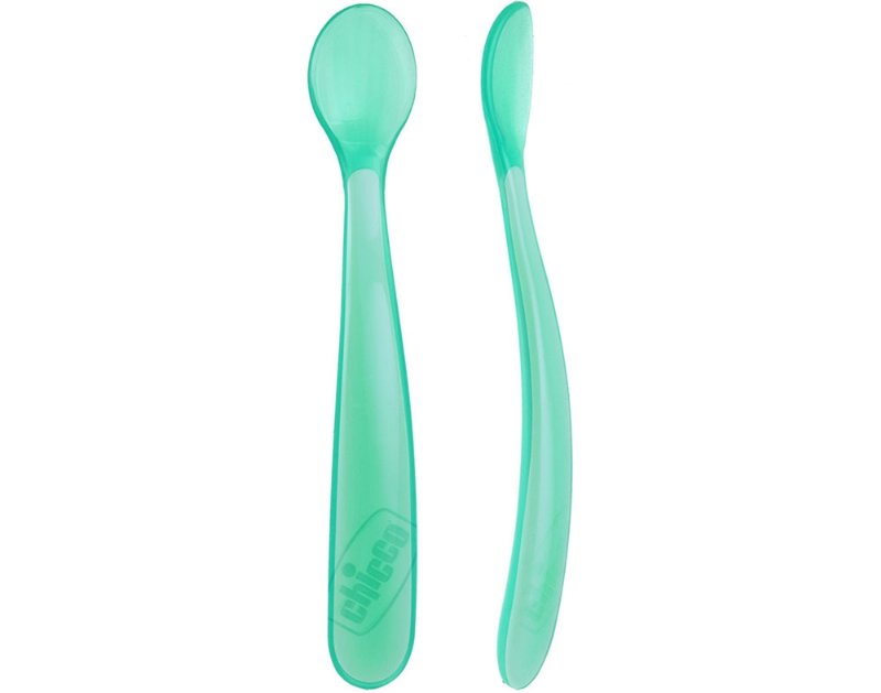 Colher Chicco Silicone Azul +6Meses 2Un