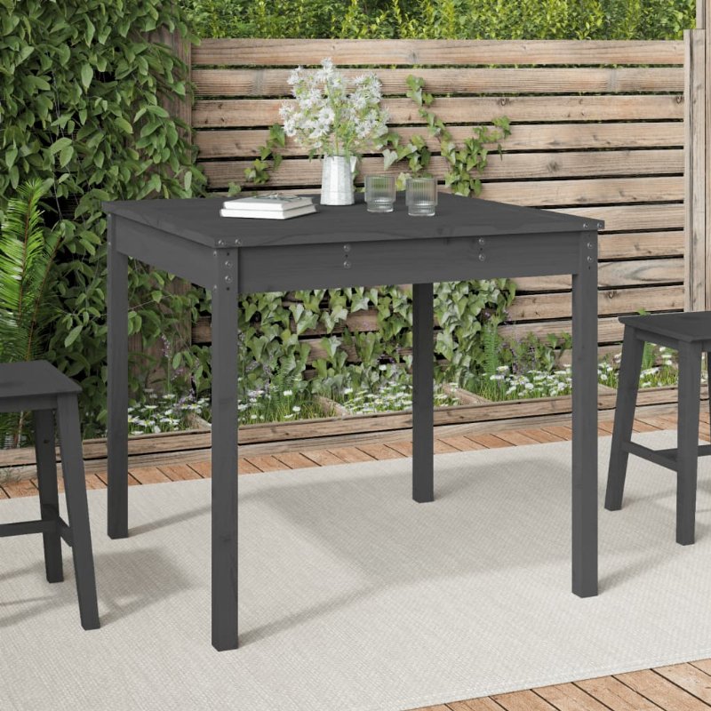 Hkh Mesa De Jardim 82,5X82, Madeira De Pinho Maciça - Cinzento