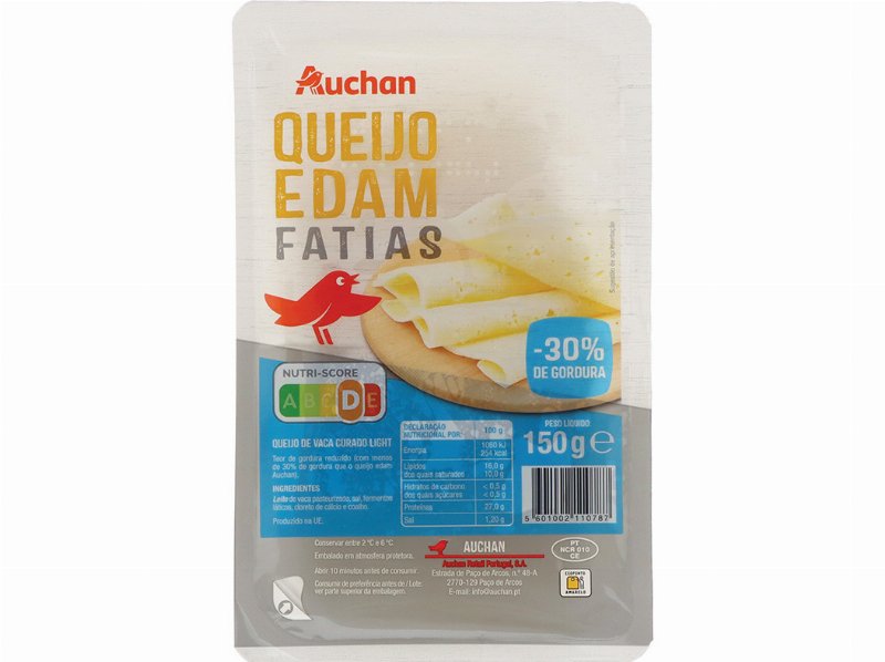 Queijo Edam Auchan Fatias Light 150 g