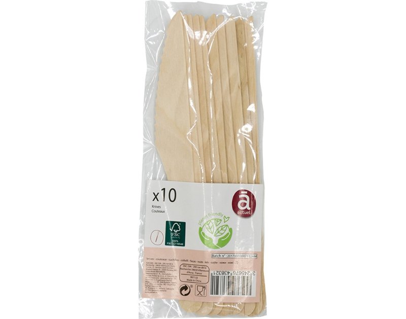 Facas Descartáveis Actuel Em Madeira Eco Pack 10 Unidades