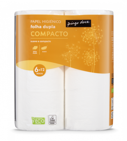 Papel Higiénico Compacto 6=12 Rolos Pingo Doce 6Un
