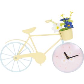 Bicicleta Relógio Amarela Com Flores Kasa