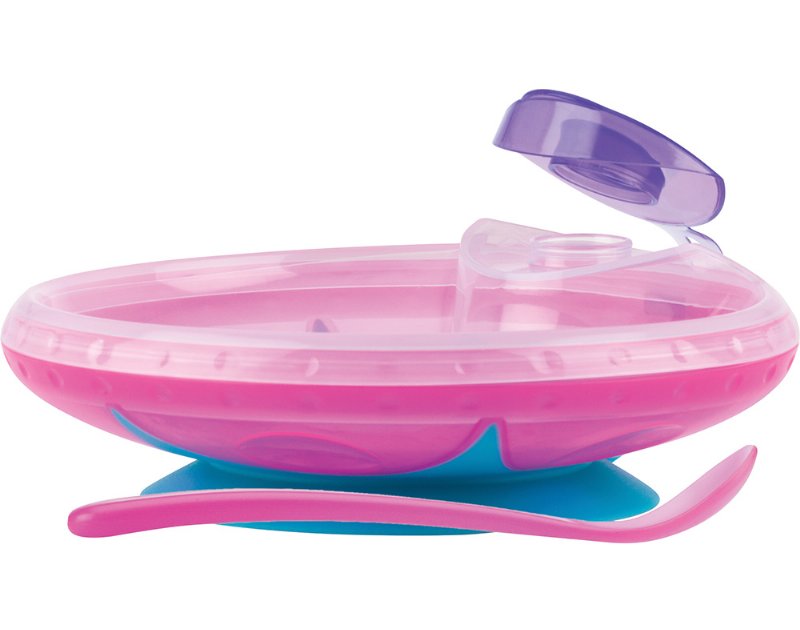 Conjunto Térmico Prato E Colher Nuby +3 Meses Rosa
