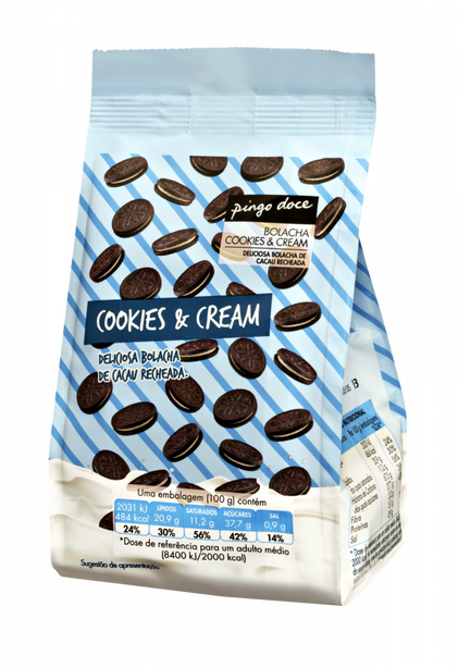 Bolachas Mini Cookies & Cream Pingo Doce 0.1Kg