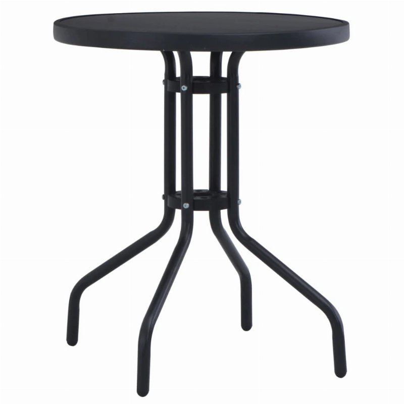 Hkh Mesa De Jardim 60 Cm Aço E Vidro - Preto
