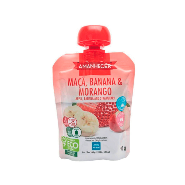 Bolsa De Fruta Maçã, Banana E Morango 90 g Amanhecer