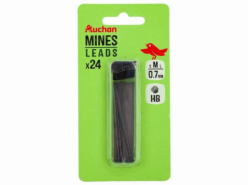 Caixa De 24 Minas Auchan Hb Para Lapiseira 0.7Mm