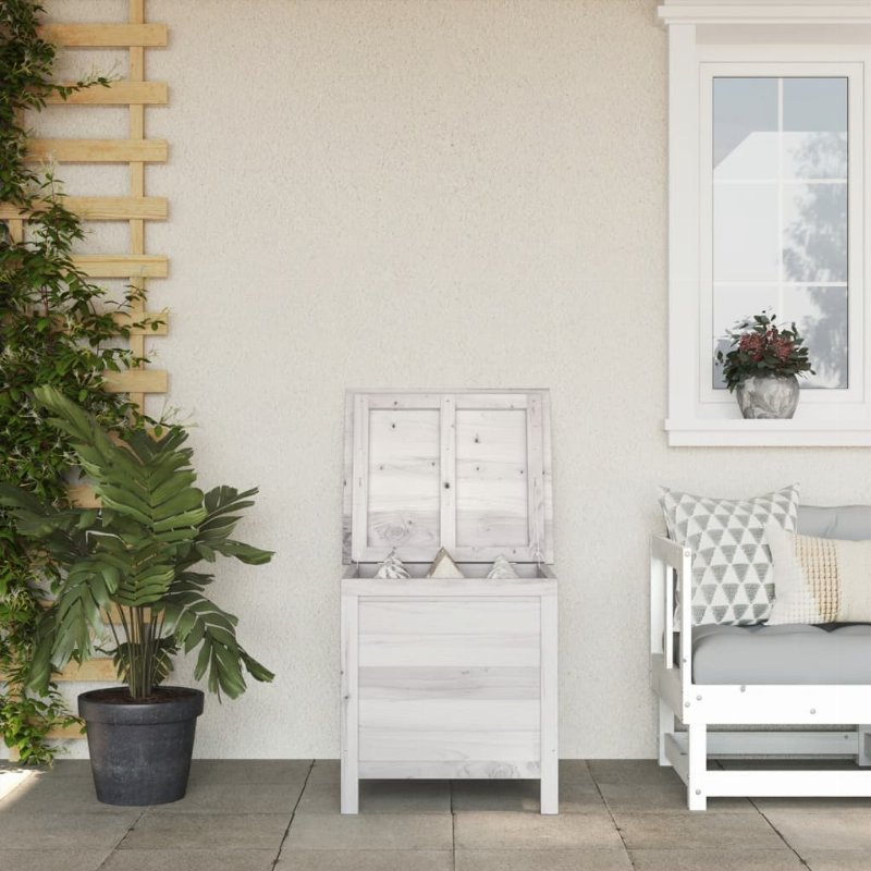 Hkh Caixa De Arrumação P/ Jardim 50X49X56,5 Cm Abeto Maciço - Branco