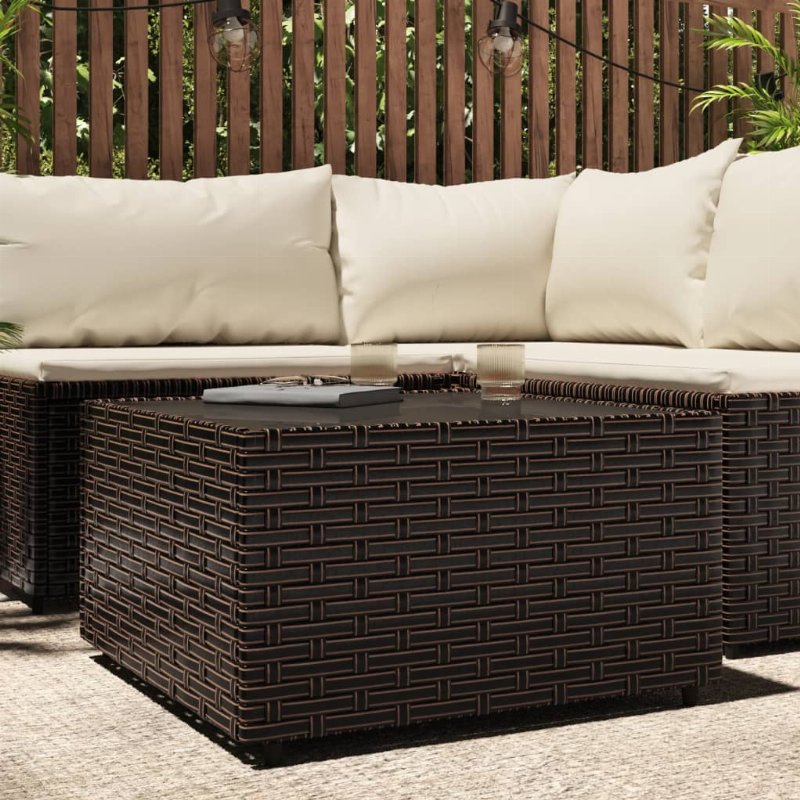 Hkh Mesa De Centro Para Jardim Quadrada 50X50X30Cm Vime Pe Castanho - Marrom