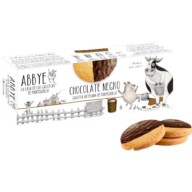 Bolachas De Manteiga Cobertas De Chocolate Preto 170 g
