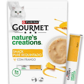 Snack Para Gato Adulto Puré Frango Purina Gourmet Nature 5 X 10 g