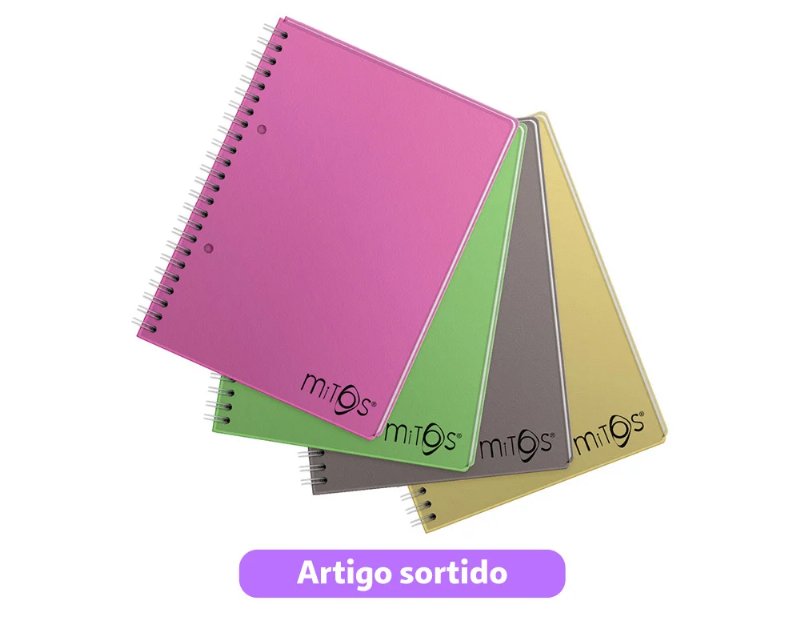 Caderno Espiral Pautado A5 Mitos 120 Folhas Cores Sortidas