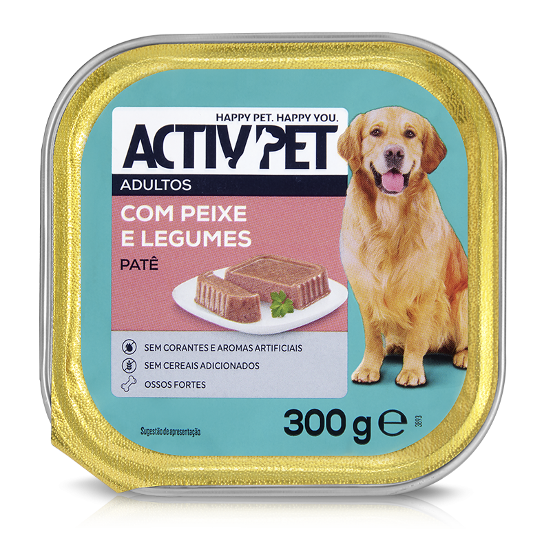 Comida Húmida Para Cão Com Peixe E Legumes Activpet 0.3Kg