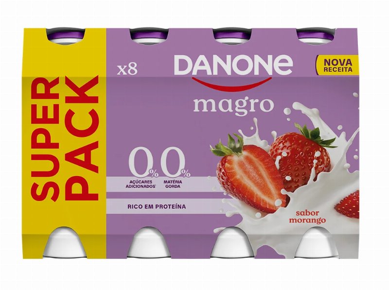 Iogurte Magro Líquido Danone Morango 8X155 g