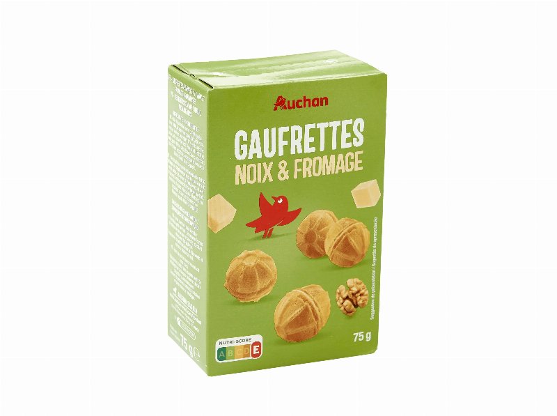 Wafers Auchan Recheado Noz E Queijo 75 g