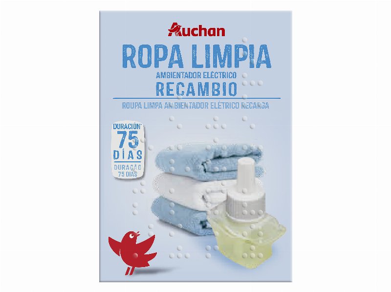 Ambientador Eléctrico Auchan Recarga Roupa Limpa 25 ml
