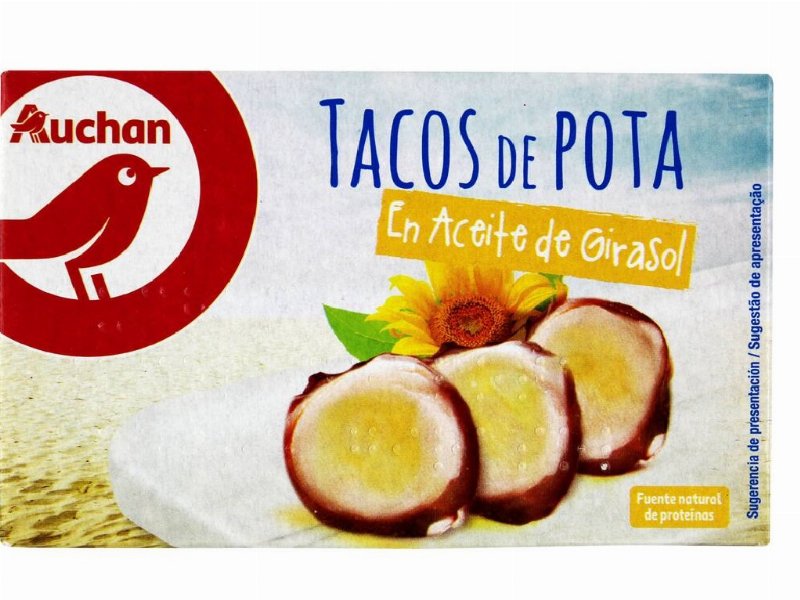 Tentáculos De Pota Auchan Em Óleo De Girassol 115(72)G
