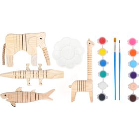Kit Animais 3D Em Madeira Para Pintar
