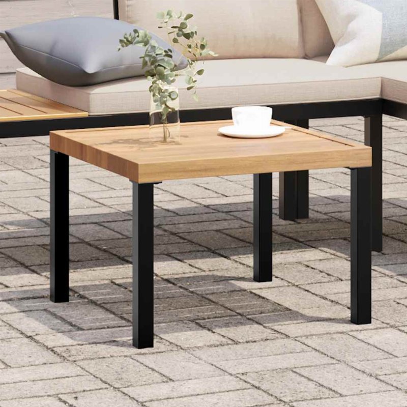 Hkh Mesa De Centro P/ Jardim 55X55X39,5 Cm Aço Revestido A Pó - Preto
