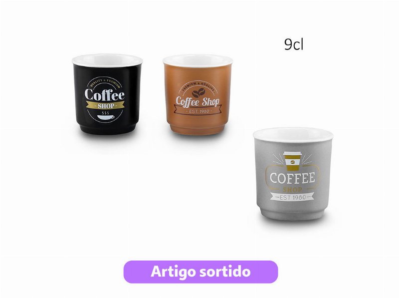 Copo Café Em Porcelana 9 cl Modelos Sortidos