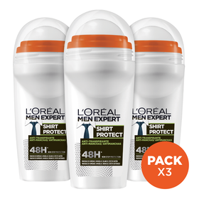 Desodorizante Roll On Shirt Protect L'oréal Paris Men Expert 3 X 50 ml