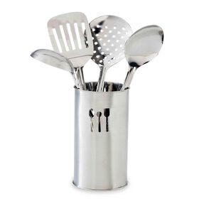 Conjunto Suporte E Utensílios Cozinha Inox Groove Kasa