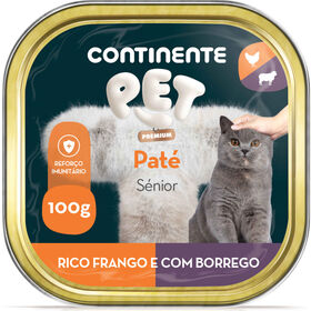 Comida Húmida Para Gato Sénior Paté Frango E Borrego Continente Pet 100 g