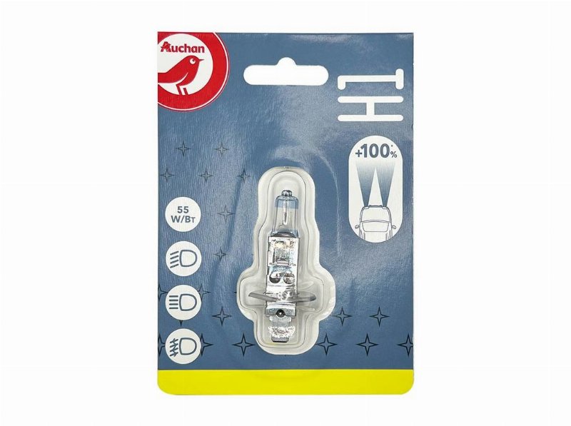 Lâmpada Auto Auchan H1 12V 55W + 100% Visão