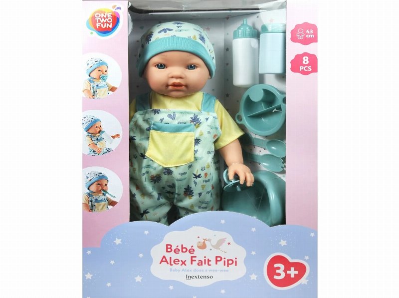 Boneco Bebé Menino Com Acessórios One Two Fun 43Cm