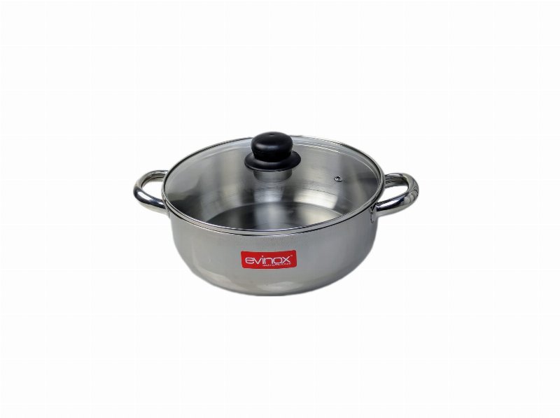 Caçarola Com Asas E Tampa De Indução Evem Inox Em Inox 24Cm