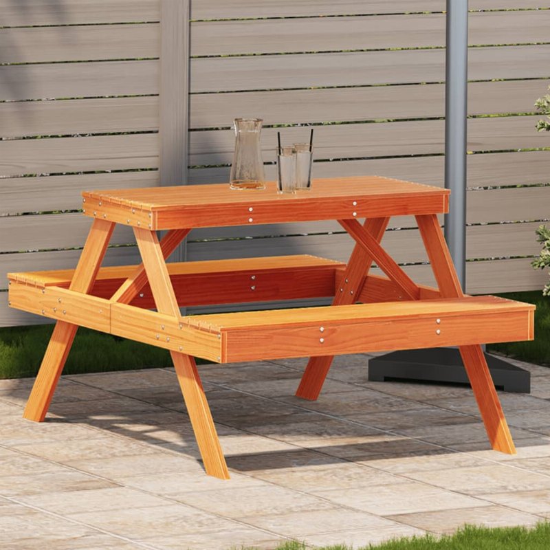 Hkh Mesa De Piquenique 105X134X75 Cm Pinho Maciço Castanho-Mel - Marrom