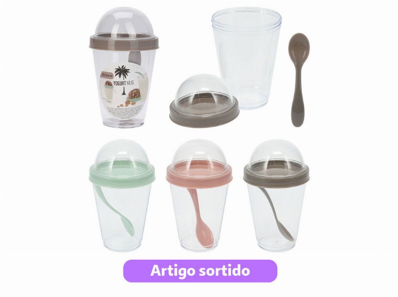 Copo Para Iogurte Com Colher 350 ml Cores Sortidas