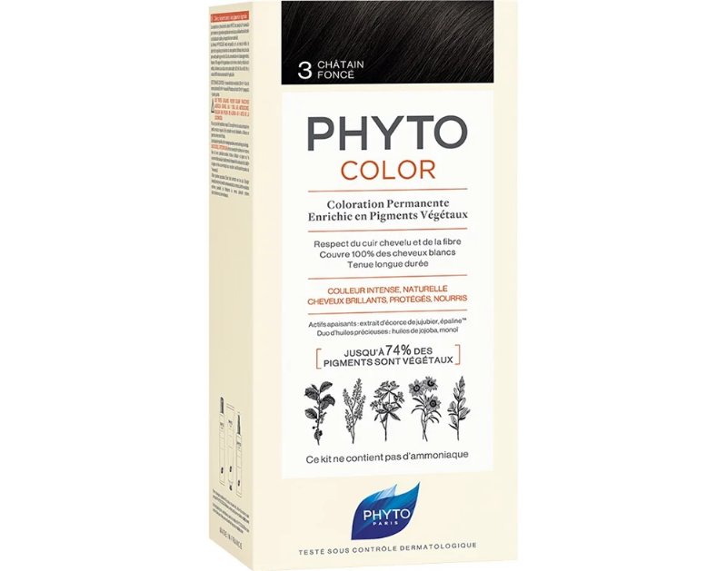 Coloração Phyto 3 Castanho Escuro 1Kit