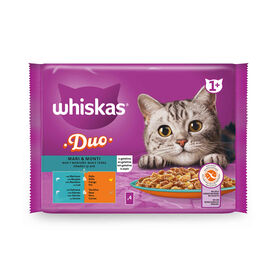 Comida Húmida Para Gato Duo Proteína Mar E Terra Em Gelatina Whiskas 4 X 85 g