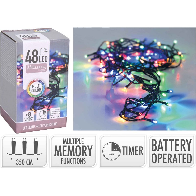 Conjunto 48 Luzes Led Coloridas 8 Funções