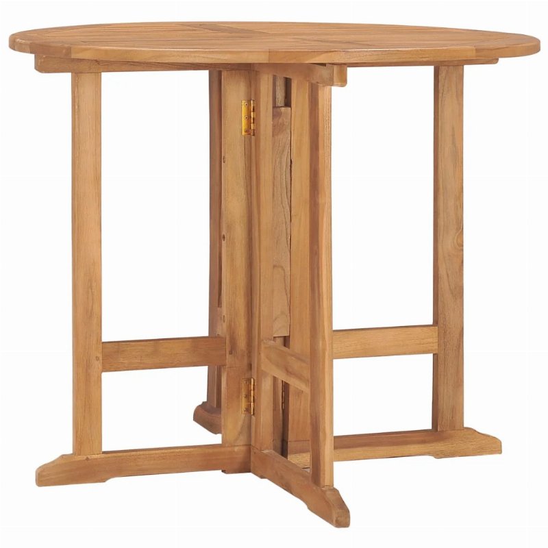 Hkh Mesa De Jantar Para Jardim Dobrável Ã˜90X75 Cm Teca Maciça - Marrom