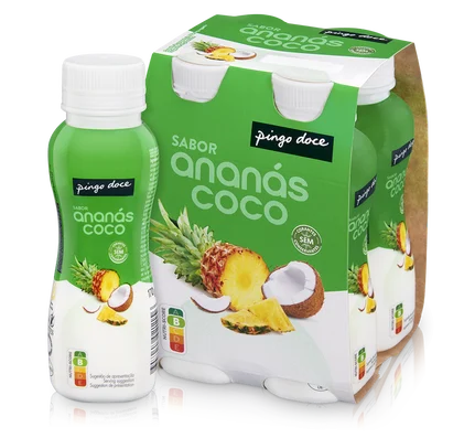 Iogurte Líquido Ananás E Coco Pack 4 Pingo Doce 4x0.17Kg