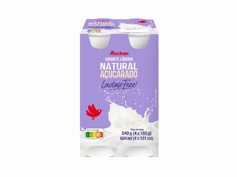 Iogurte Líquido Auchan S/Lactose Natural Açucar 4X160 g