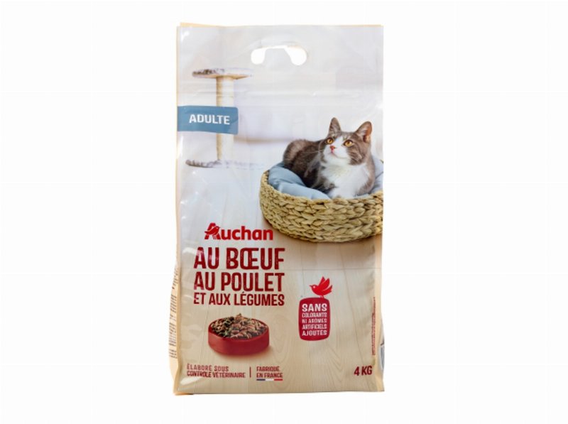 Ração Para Gato Adulto Auchan Vaca Frango E Legumes 4 kg