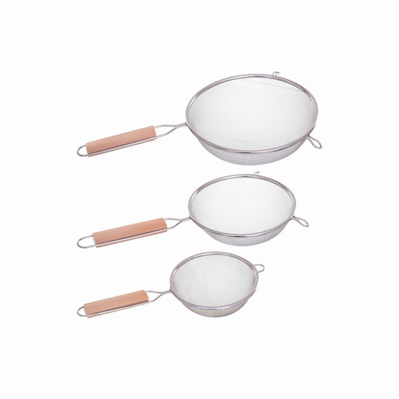 Conjunto 3 Passadores Aço Inox Pega Madeira