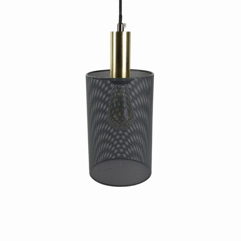 Candeeiro De Teto Metal Arame Cinza Forma Cilíndrica