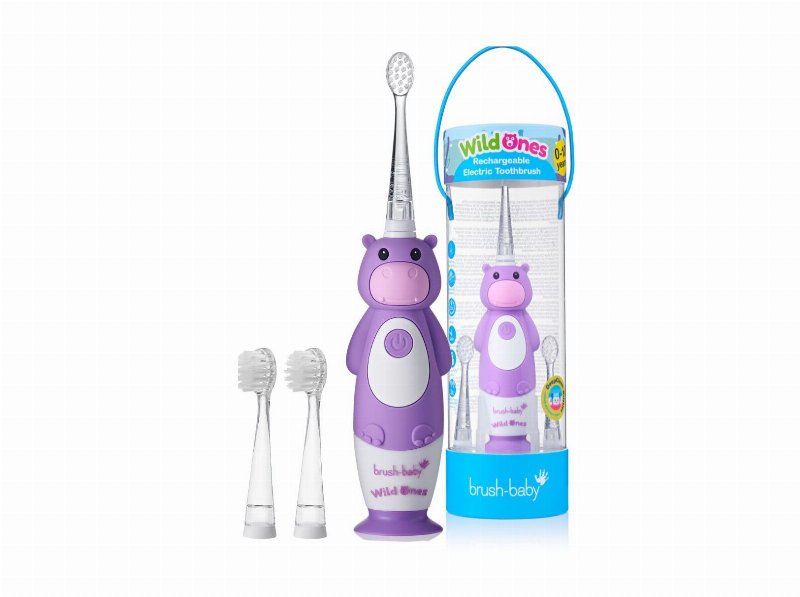 Escova Elétrica Brush-Baby Hipopótamo C/ 3 Recargas