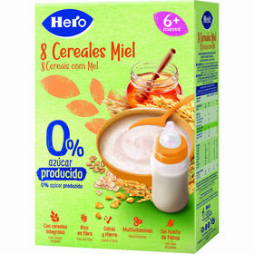 Papa Infantil Farinha Não Láctea 8 Cereais E Mel +6M Hero Baby 340 gr
