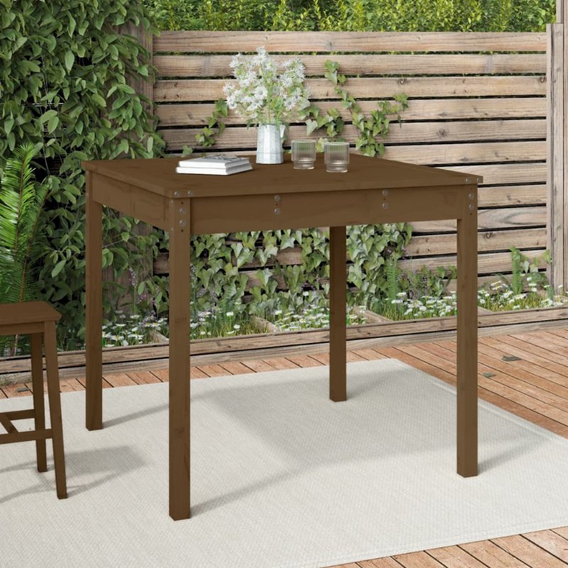 Hkh Mesa Jardim 82,5X82, Madeira De Pinho Maciça Castanho-Mel - Marrom
